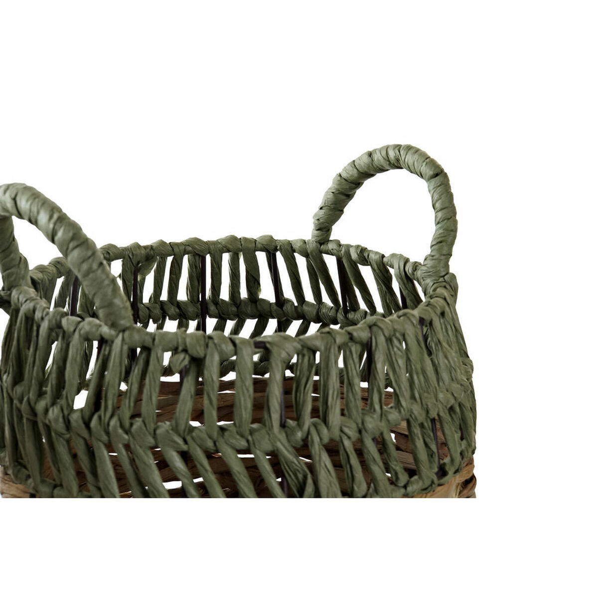 Conjunto de Cestas DKD Home Decor Verde Natural Boho 33 x 33 x 40 cm Rotim 4 Kg 2 Peças